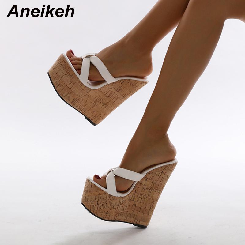 Aneikeh Sandali Zeppa Donna Ciabatte Punta Aperta Piattaforma Estive Tacco Super Alto Scarpe da Festa Donna Taglia 35-42