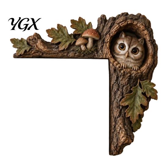 Woodland Door Frame Decor Chipmunk Tree Topper, Squirrel Owl Wooden Sign, Funny Whimsical Unique Housewarming Gifts for Her Animals Corner Ornament,
