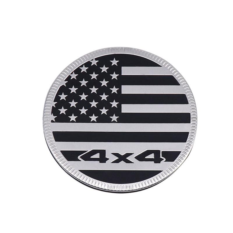 

Наклейки из алюминиевого сплава для внедорожника, эмблема, значок, аксессуары, круглый флаг США, 4x4, Соединенные Штаты Америки, США, государственный флаг silver-black