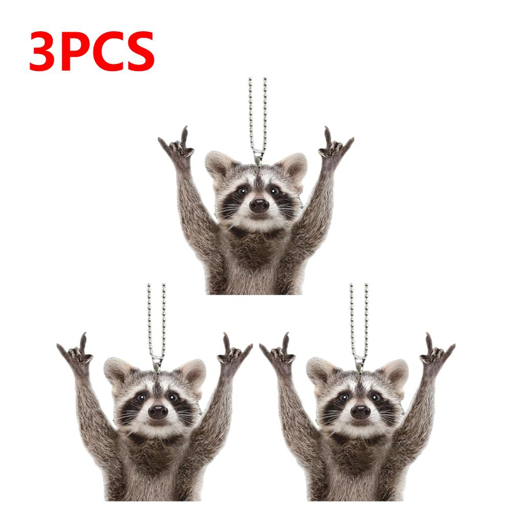 1-5pcs Raccoon Bear Key Pendant Acrylic Small Car Keychain Procyon Lotor Rearview Mirror Hanging Decor Jewelry Accessory Gifts