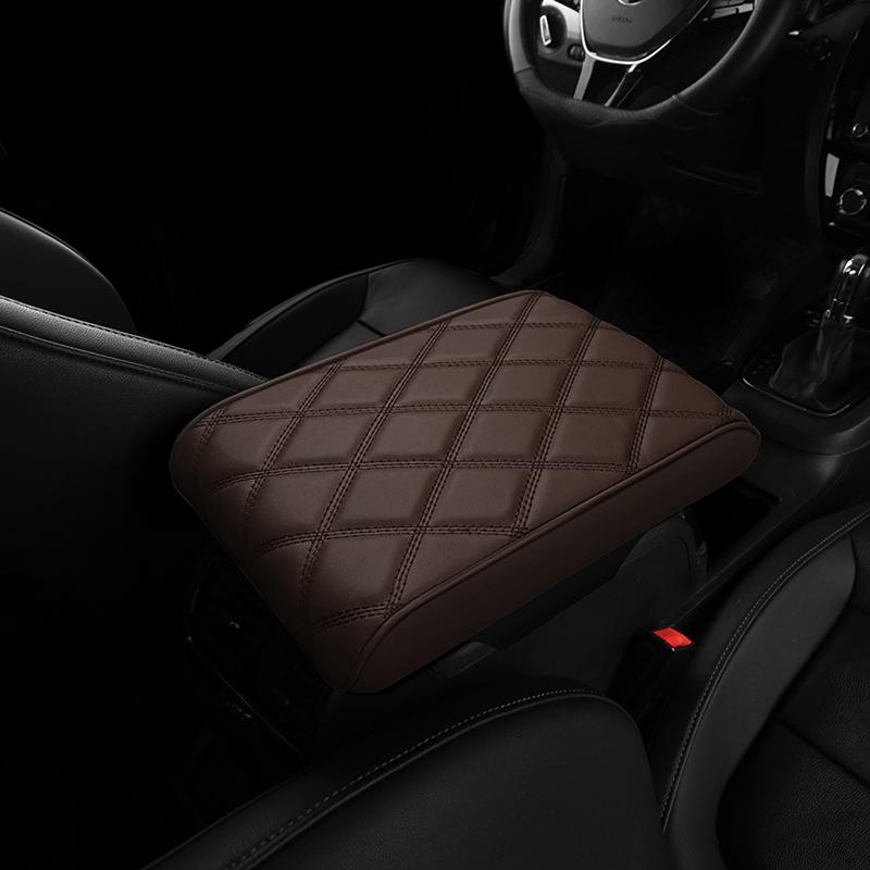 Diamond Quilted Nappa Leather Car Armrest Pad with Memory Foam