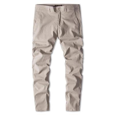 100% Cotton Casual Pants Men Solid Color Slim Fit Mens Business Pants