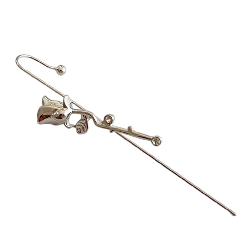 Multifuntional Rose Studs Earrings To Improve Casual or Elegant Outfits Alloy Texture Cuff Earrings for Various Occasion