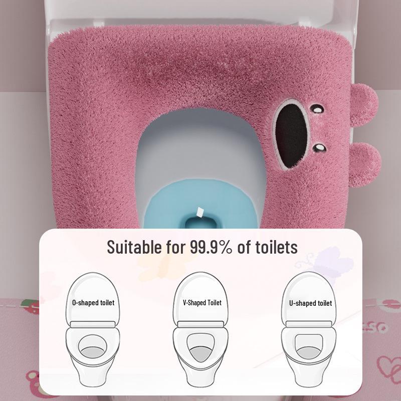 Waterproof Velvety Toilet Seat Cover with Zipper - Thick, Dirt-Resistant, All-Season & Washable