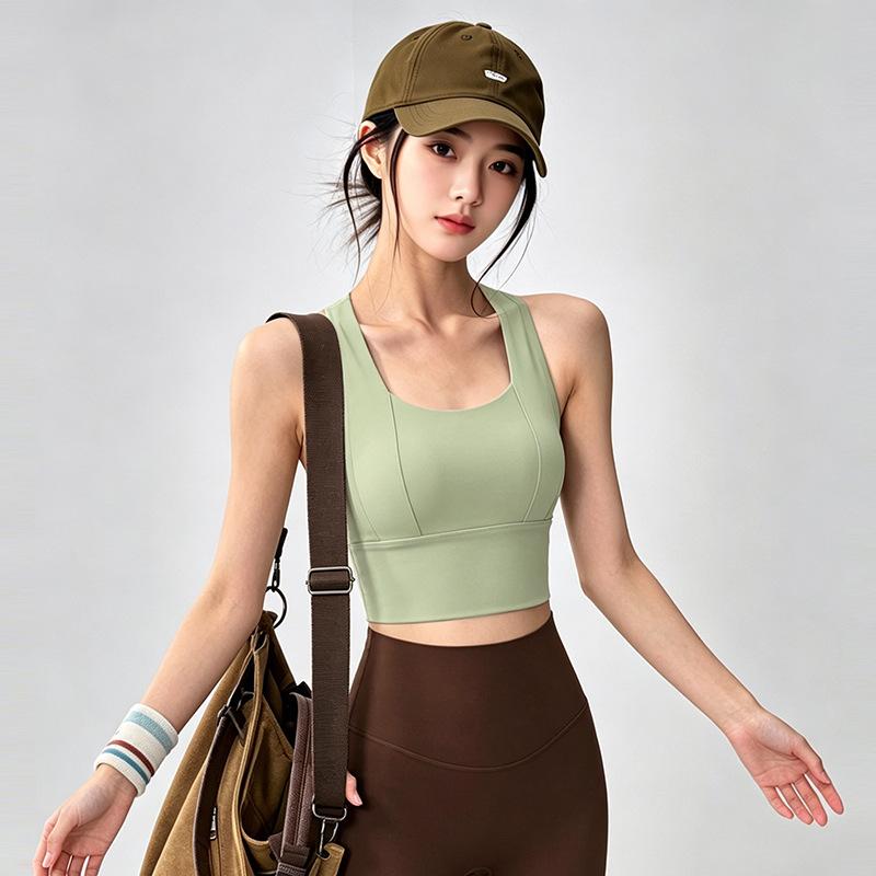 Beautiful Back Sports Underwear Women's Shock-proof Gathering Running Fitness Vest with Chest Pad Yoga Clothes Summer Models