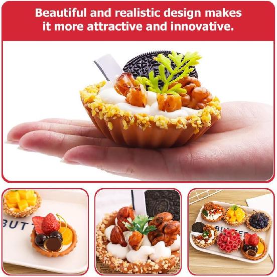 Hemoton 6Pcs Artificial Cake Set, Fake Simulation Realistic Food, Imitation Faux Fruit Cake Dessert, for Kitchen Party Decoration Display Props Model
