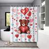 4pcs Valentine's Day Romantic Bear Printed Bathroom Set Waterproof Shower Curtain Floor Mat Toilet Mat U-Shaped Mat