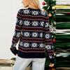 Women's Fashion Round Neck Red Long Sleeved Snowflake Christmas Sweater