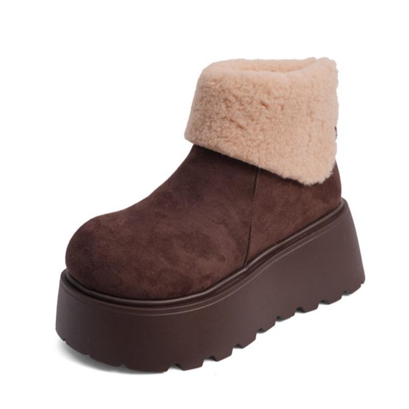 Women Platform Snow Short Boots Fashion Plush Shoes 2025 Designer Suede Ankle Boots Winter New Trends Cozy Shoes Dress Zapatos