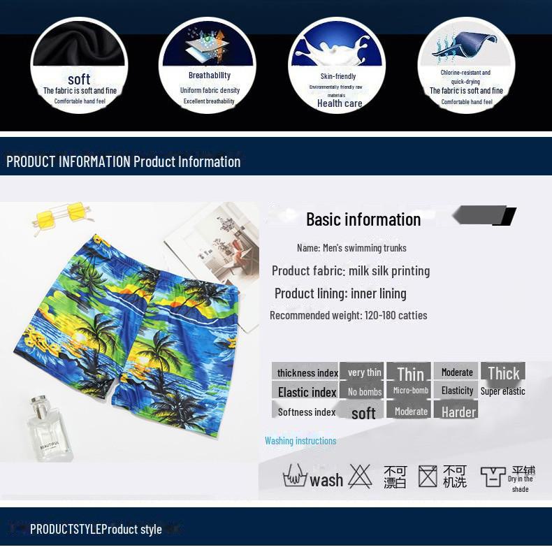 Men's Quick-Dry Printed Boxers: Fashionable Swim Trunks for Running and Swimming.