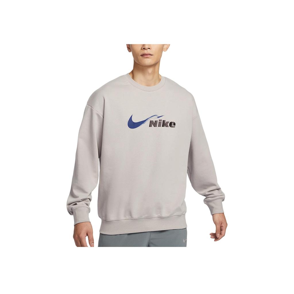 Nike Dri-Fit Track Club Logo Crew Neck Running Long Sleeve Sweatshirt Men Sweatshirt Academy-Grey Blue-Void HV4880-009