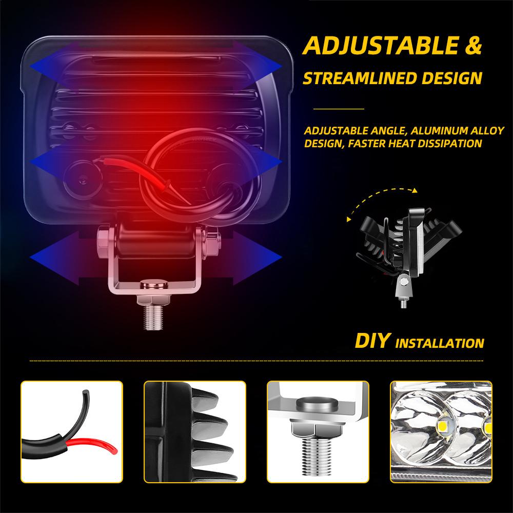 1/2PCS LED Work Light 9-30V Car Headlight Driving Running Light Vehicles Truck Jeep Accessories 20SMD 3030 Chip 60W 3600LM White