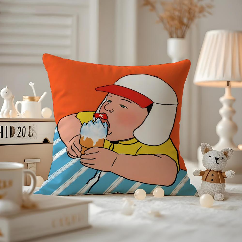 Abstract Funny Illustration Cushion Cover Anti-dustmite Pillowcase Invisible Zipper Silky Short Plush Sofa Cushion Cover