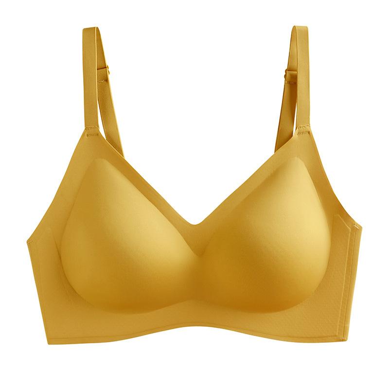 Seamless Latex Underwear Women's Summer Thin Section Without Steel Ring Small Breasts Gathered Breasts Anti-sagging Sports Bra