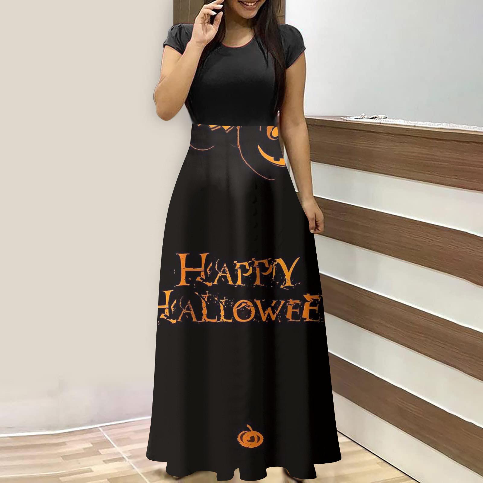 Модное женское повседневное платье с круглым вырезом и короткими рукавами с принтом — фото 6