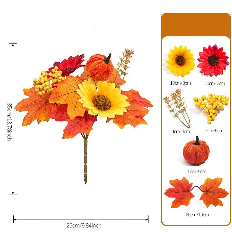Fall Themed Artificial Flower No Maintenance Mixed Pumpkin Bouquet Halloween Decorative Flower Mixed For Commercial Window Home