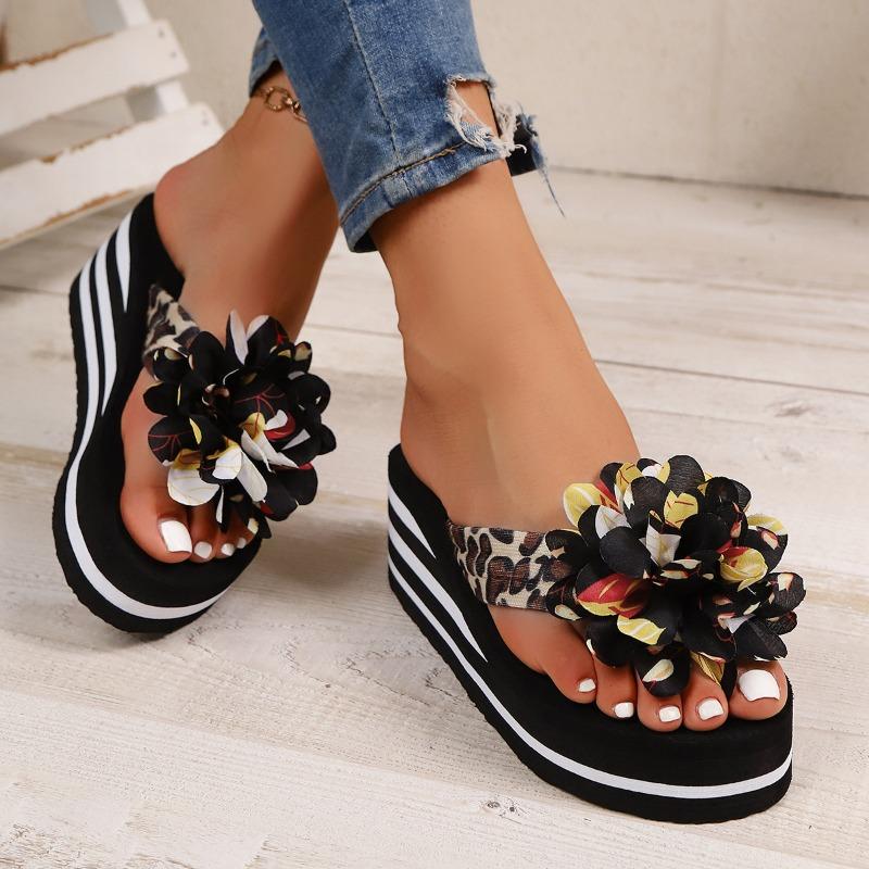 

Fashion 2025 New Ladies Shoes Pinch Toe Women s Slippers Fashion Outdoor Beach Summer Leopard Print Floral Best Seller Wedge Slippers 40