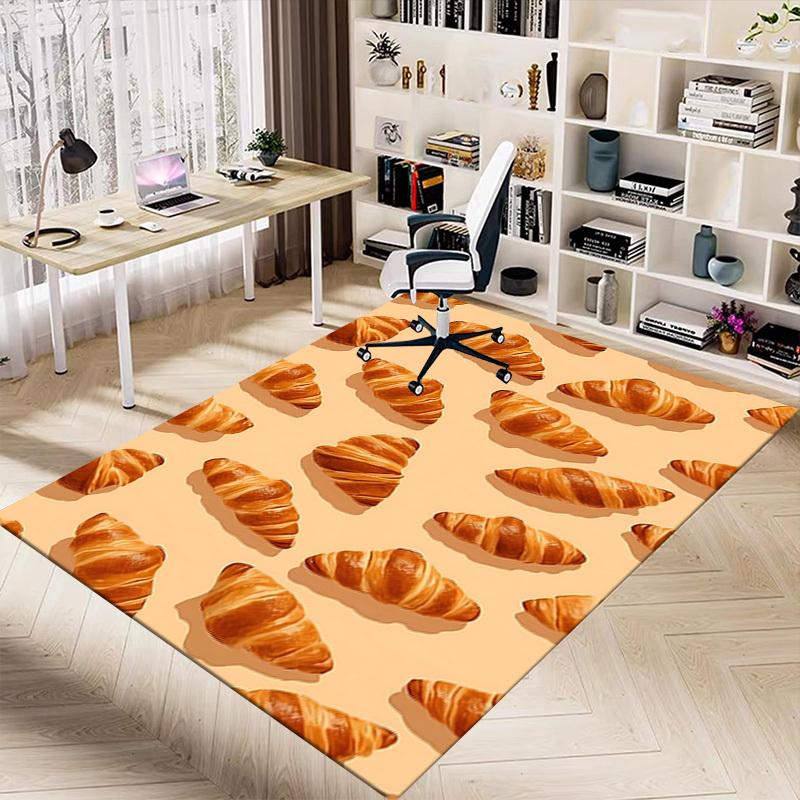 1PC Croissant Bakery Extra Large Non Slip Floor Carpet, Office, Family, Bedroom, Studio Large Area Rug Indoor Rugs, Vibrant Colors