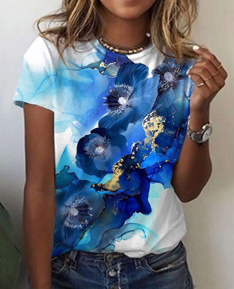 Short sleeved 3D digital printed cross-border new summer women's T-shirt fashion trend 2879 EMA
