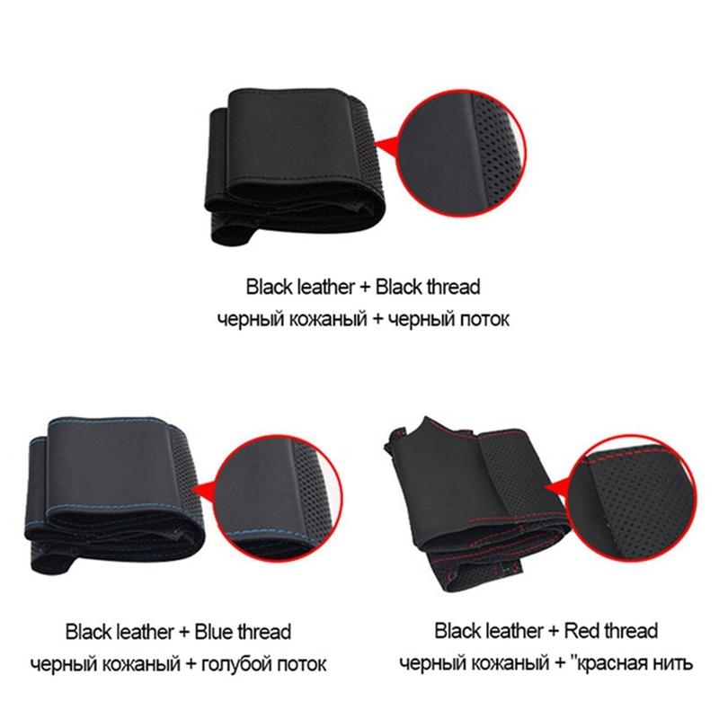 Black Soft Artificial Leather DIY Car Steering Wheel Cover Ford Focus 3 2012-2014 C-MAX 2011-2014 KUGA Escape 2013-2016