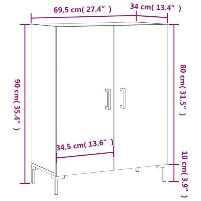 VidaXL White Buffet 69.5x34x90 Cm Engineered Wood 827724