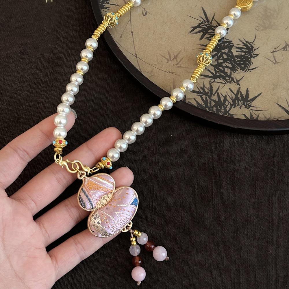 Beads Song Brocade Gourd Necklace Luxury Pearl Long Sweater Chain Women
