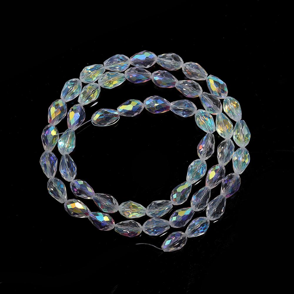 1 Strand AB Colored Crystal Faceted Beads Droplet Shaped Loose Spacer Glass Beads For DIY Fashion Bracelet Necklace Accessories