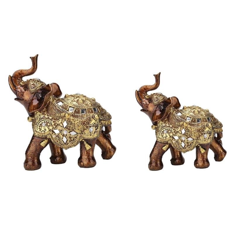 Lucky Elephant Statue Sculptures Decorative Animal Figurines Table Ornament Symbols Wealth Career Home Decorations