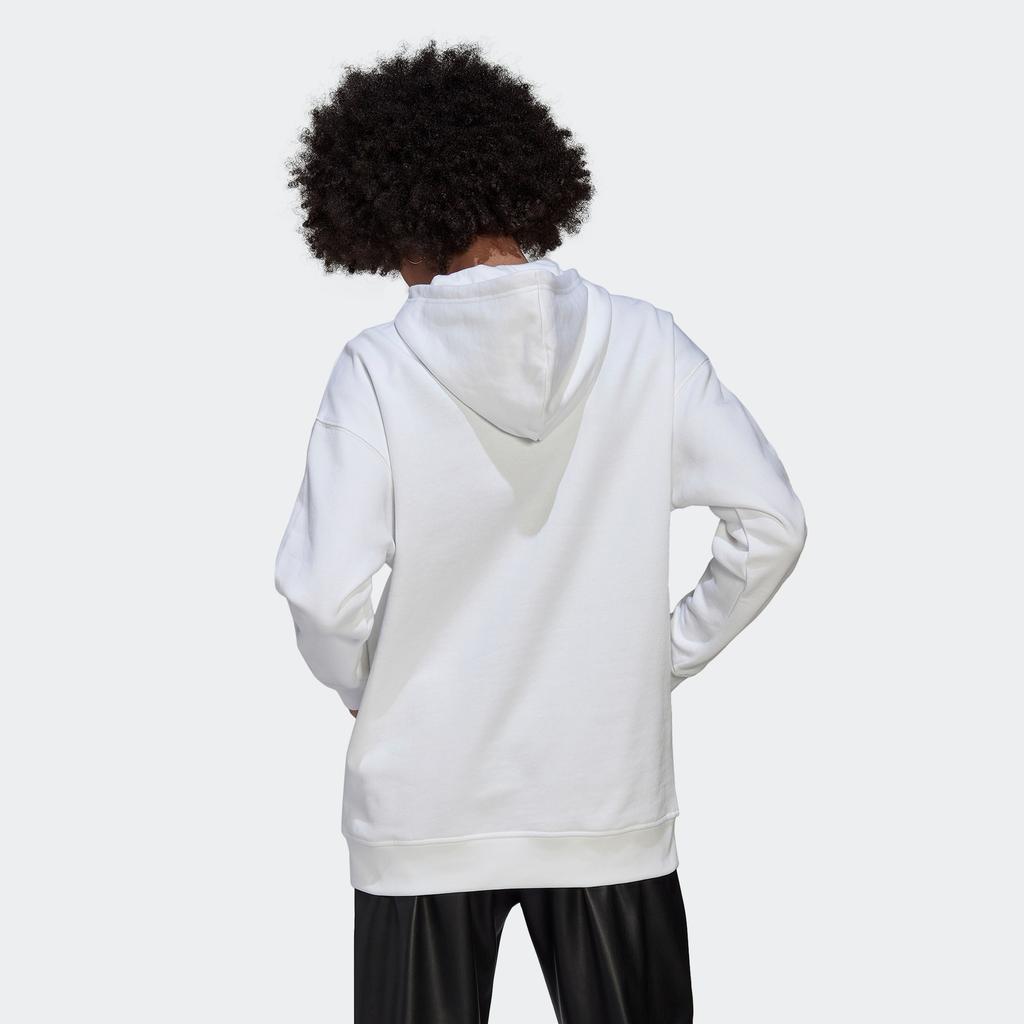 Adidas Originals Trefoil Hoodie Classic Trefoil Print Pullover Long Sleeve Sweatshirt Women Hoodies White HN8329