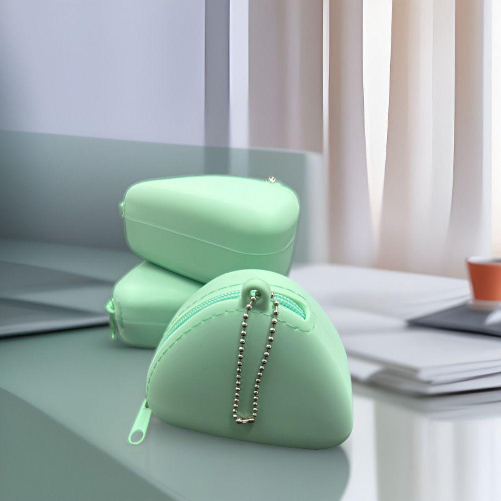 Candy Color Silicone Coin Holder Zipper Closure Earphone Bag Fashion Mini Coin Purse Portable Use