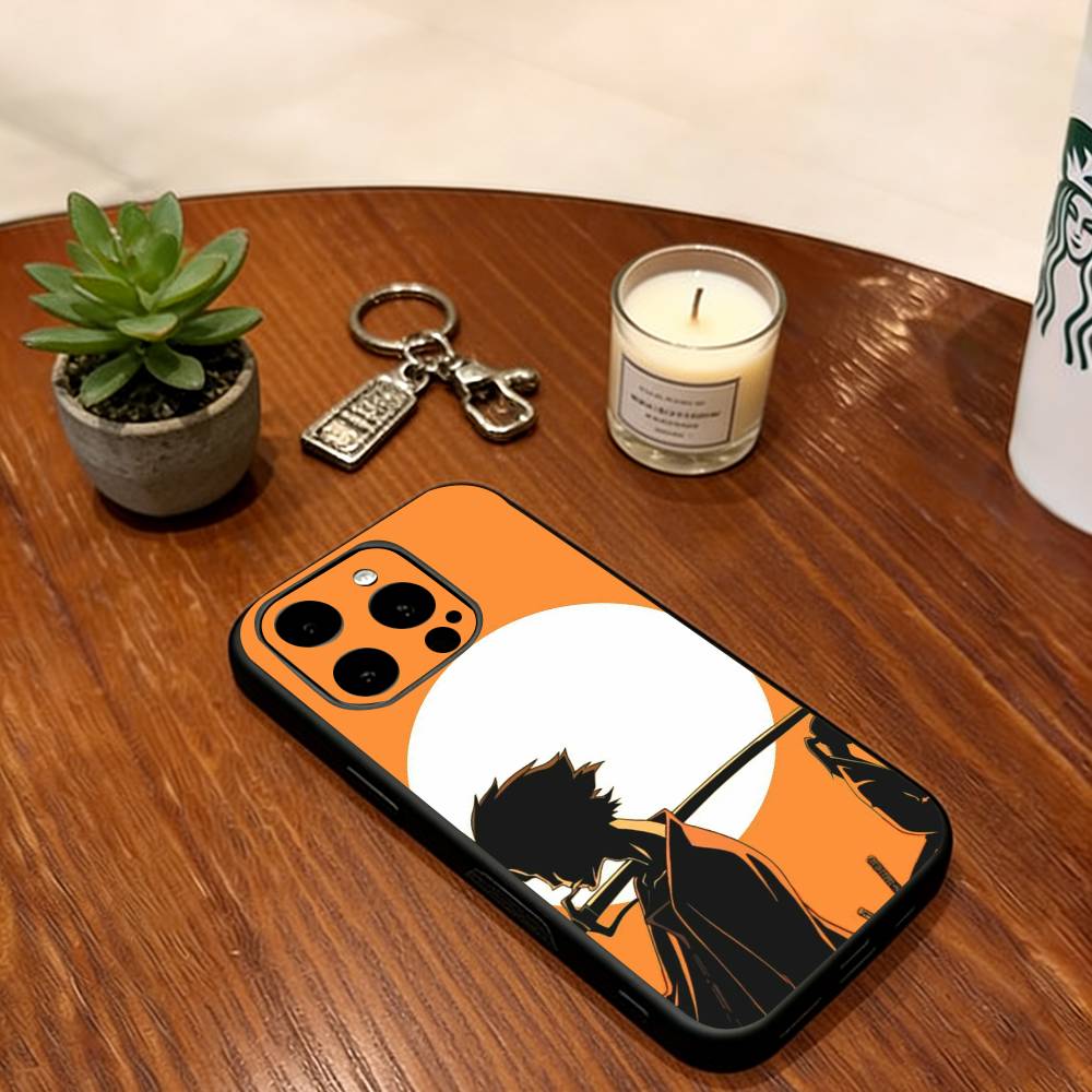 Samurai Champloo Phone Case For iPhone 17,16,15,14,13,12,11 Plus,Pro Max,XS,Soft Silicone Black Cover