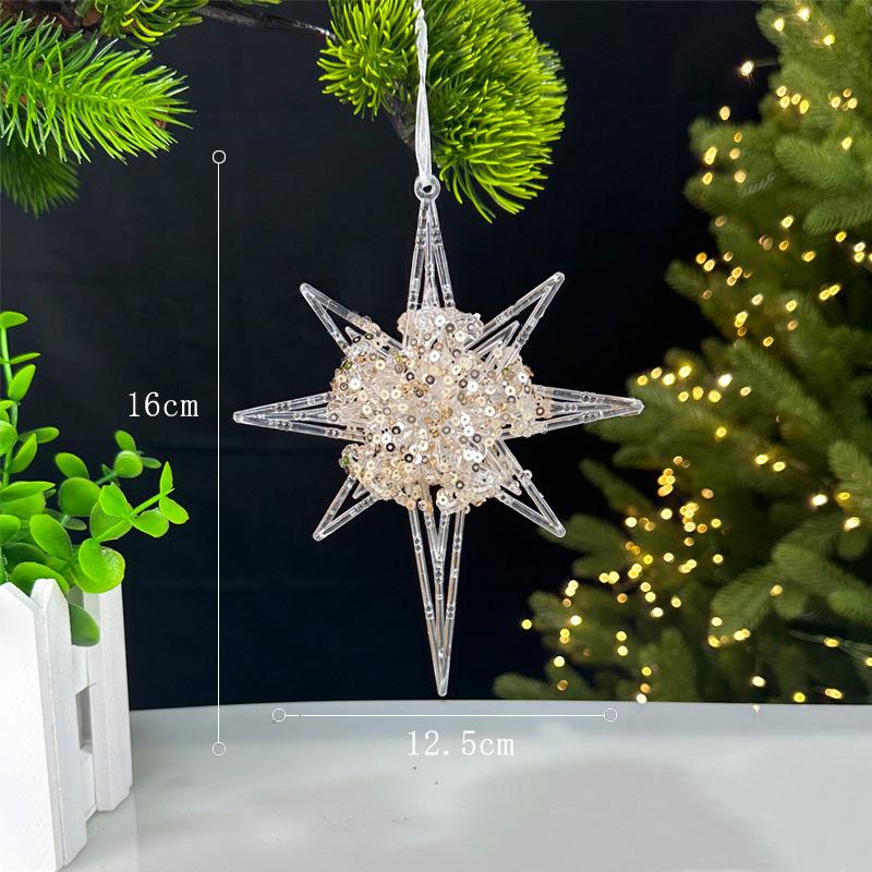 Christmas Decorations Sequined Acrylic Pendants Transparent Snowflake Pendants Christmas Tree Decorations Props