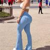 Custom Outdoor Peach Yoga Flare Pants - Stylish, Pocketed, Sport & Workwear for Women
