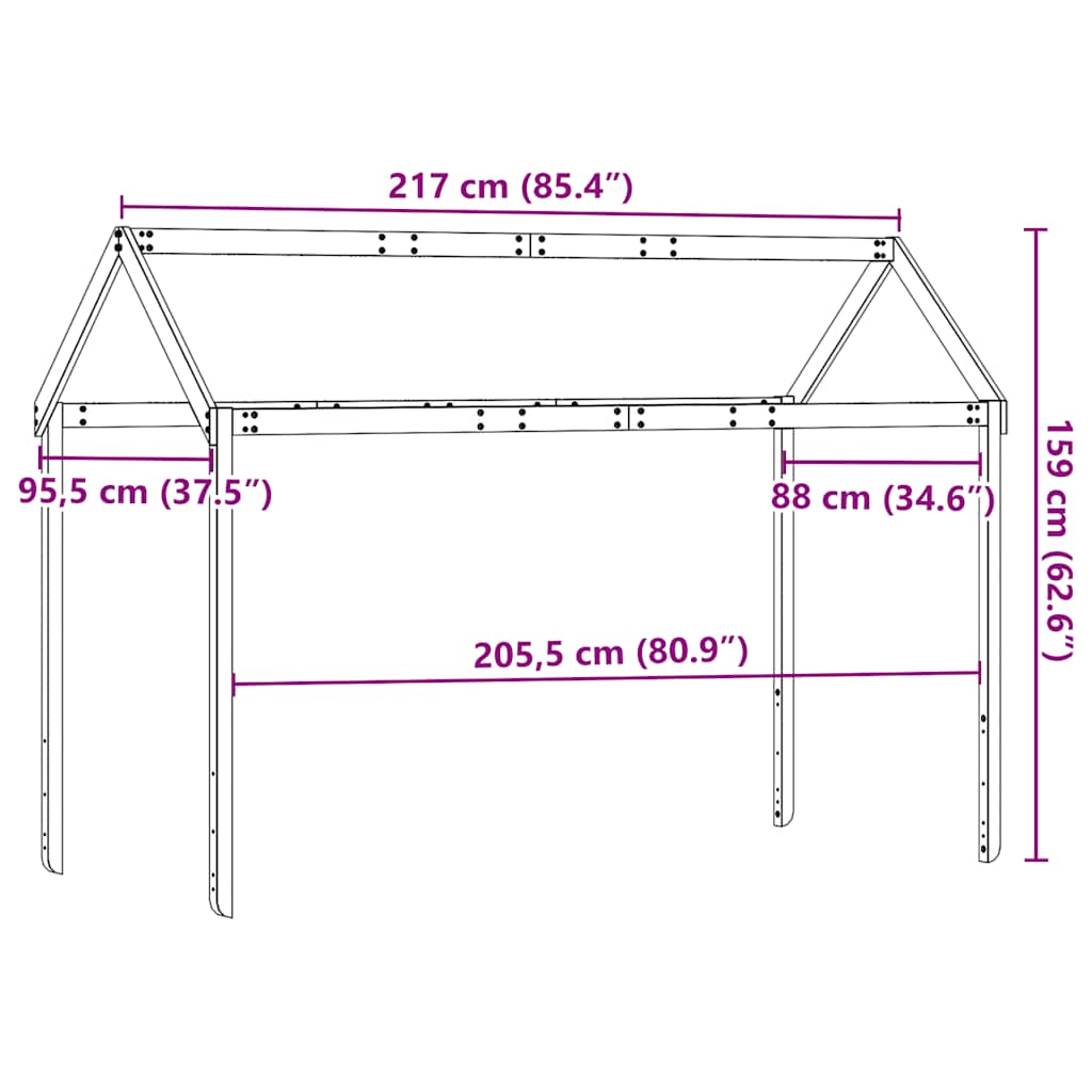 Canopy for Kids Bed 217 x 95.5 x 159 cm Solid Pine Wood
