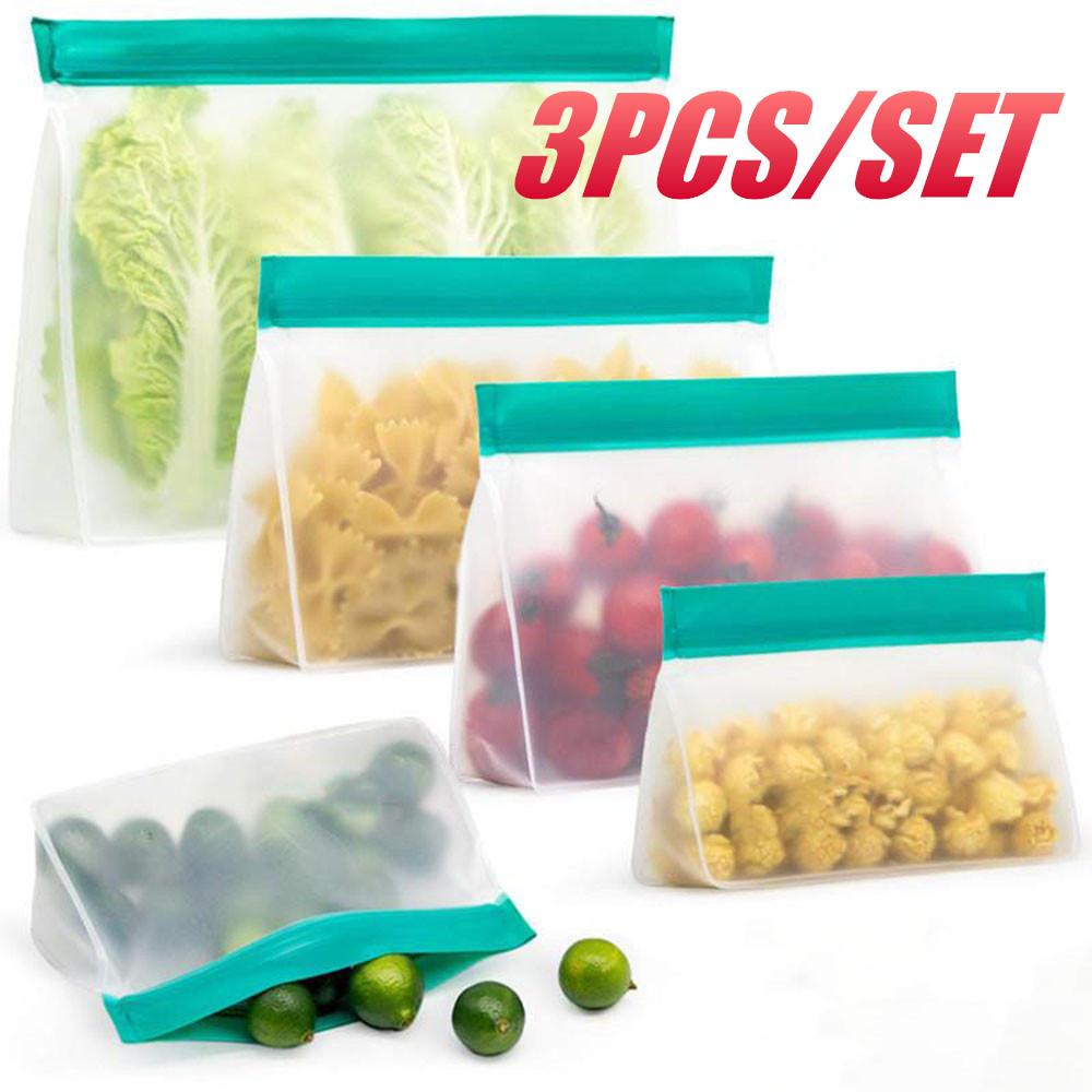 

3 шт./компл. Peva Food Storage Bag Upgrade, герметичный верхний стоячий многоразовый морозильный сэндвич-мешок с застежкой-молнией, силиконовый пакет для хранения продуктов питания S-2PCS