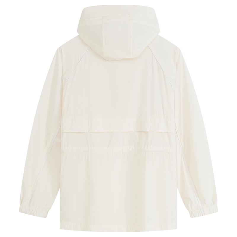 Calvin Klein Sun Protection Quick-Dry Solid Color Hooded Zip-Up Long Sleeve Jacket Women jackets Vintage-White J222367YBH