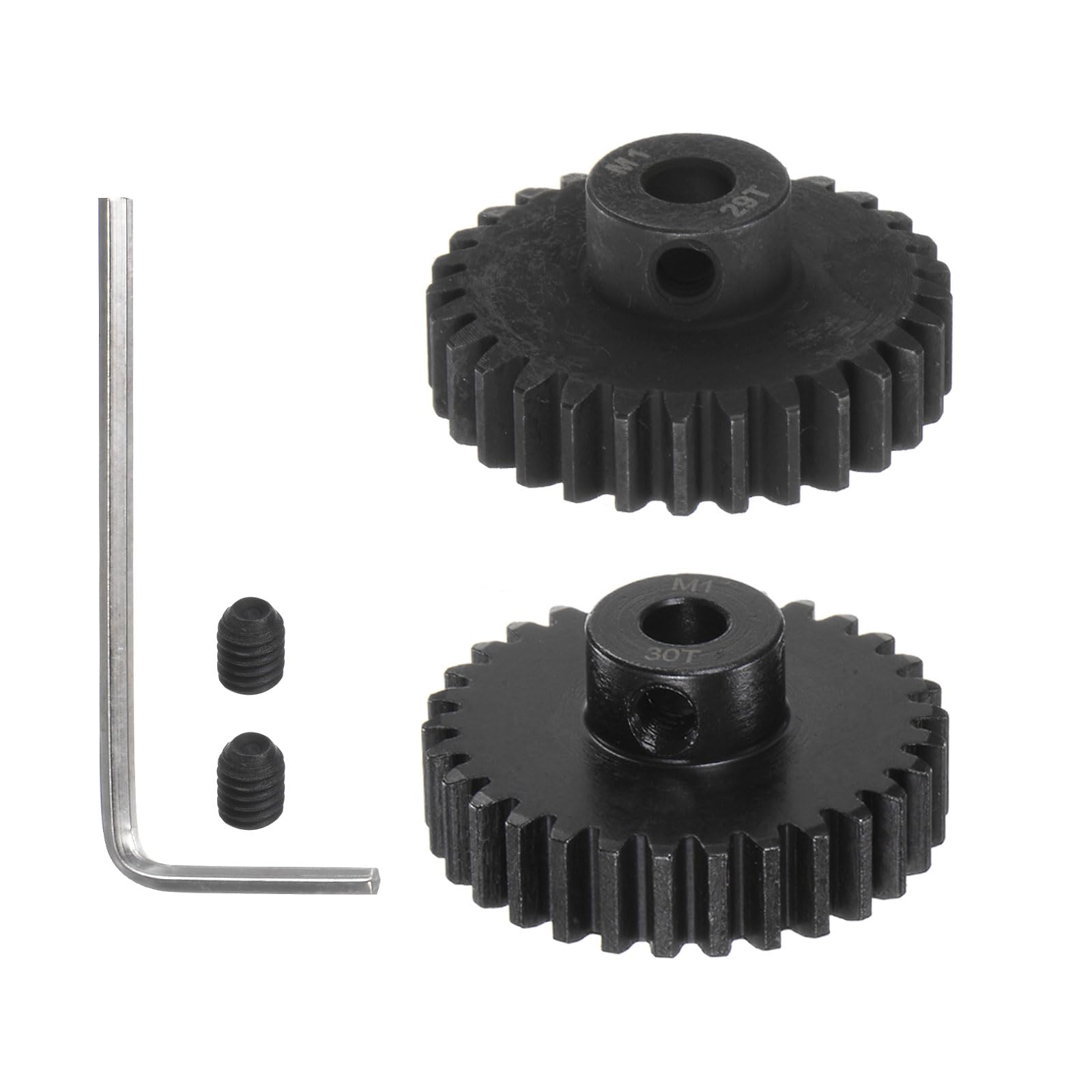 

uxcell Mod1 M1 Pinion Motor Gear Set, 29T/30T, for 5mm RC Motor Shaft, M1 Pitch Gear for RC Cars, Includes Hex Wrench, 2 Pieces