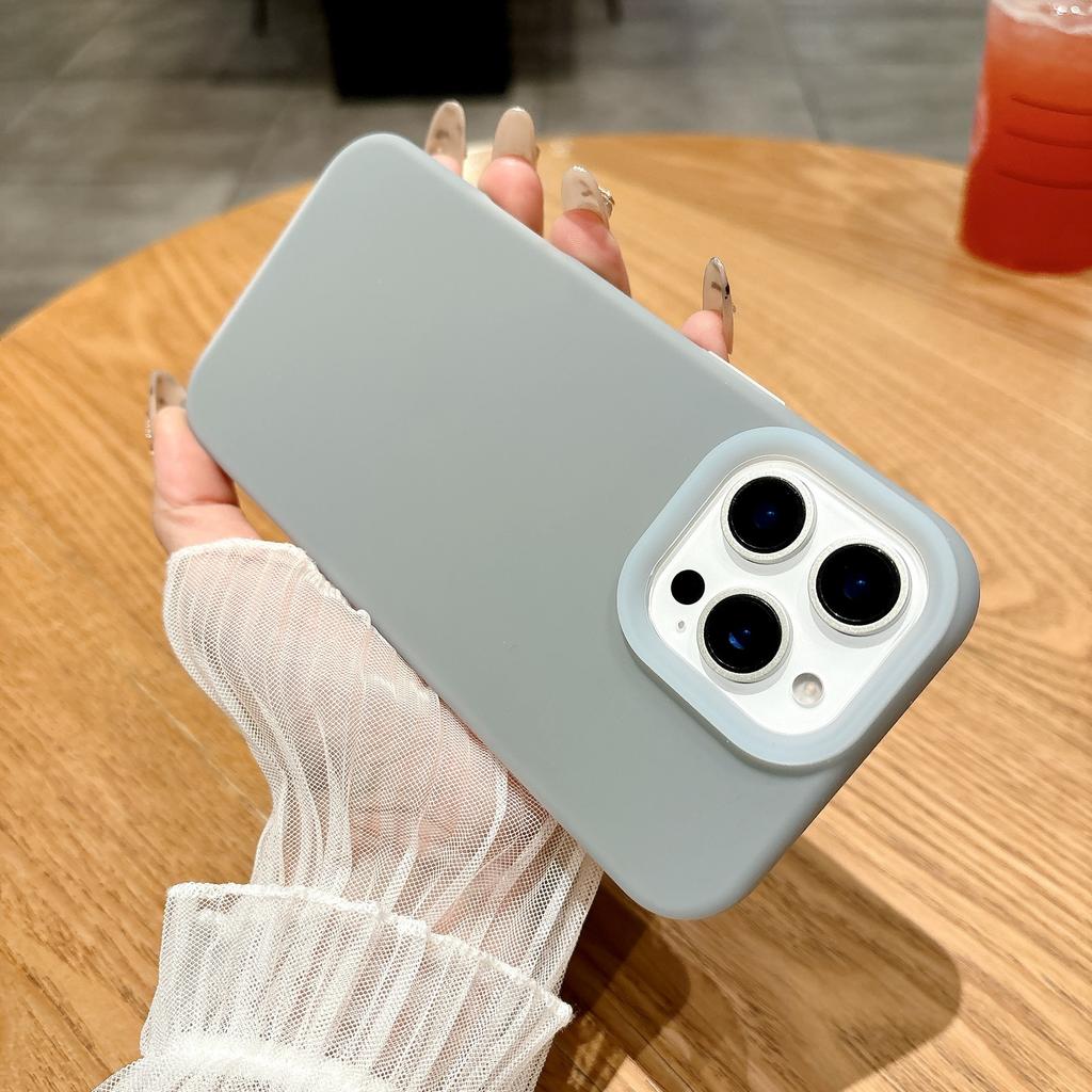 Applicable To IPhone 16 Jelly Liquid Silicone Mobile Phone Case Photo Button Apple 15 Solid Color Large Hole 14 Protective Cover