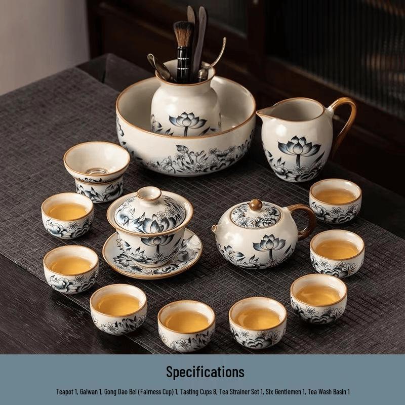 Cha Xun Ru Kiln Lotus Kung Fu Tea Set