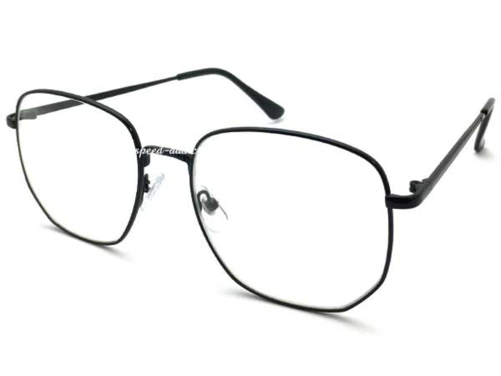 

BIG METAL SQUARE SUNGLASS Metal Square BLACK CLEAR [SPEED ADDICT] (Big Sunglasses) ×