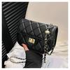 2024 New Women's Bag Casual Texture Solid Color Diamond Chain Small Bag Women's Fashion Shoulder Crossbody Small Square Bag Trendy Black
