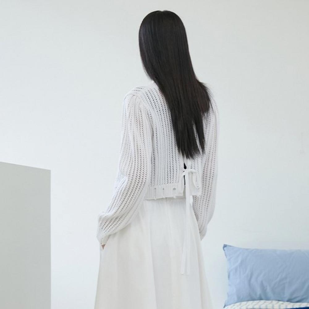 Egoist Back Lace Up Point Round Neck Cardigan Er2kg464