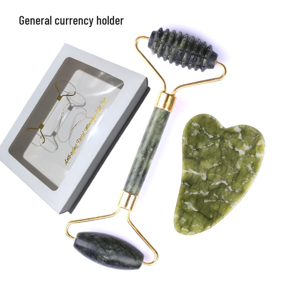 Jade Gua Sha Facial & Body Roller Massager for Full Meridian Scraping Massage.