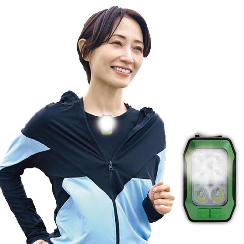 

Kumamoto Kobo Нагрудный фонарь-клипса для бега и прогулок, перезаряжаемый USB светодиодный фонарь для обеспечения безопасности при несчастных случаях, свет, ходьба, бег, джоггинг, зелёный