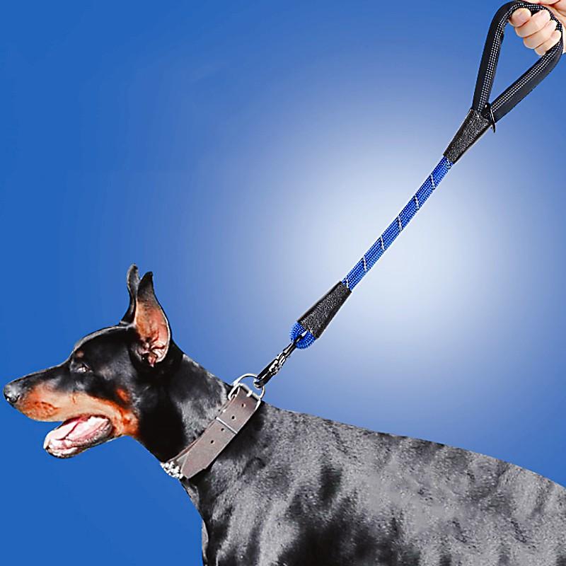 Dog Leash Short Dogs Leash Reflective Leashes for Large Dog Walking Nylon Pet Chain Comfortable Handle Dogs Leashes 62cm Rope
