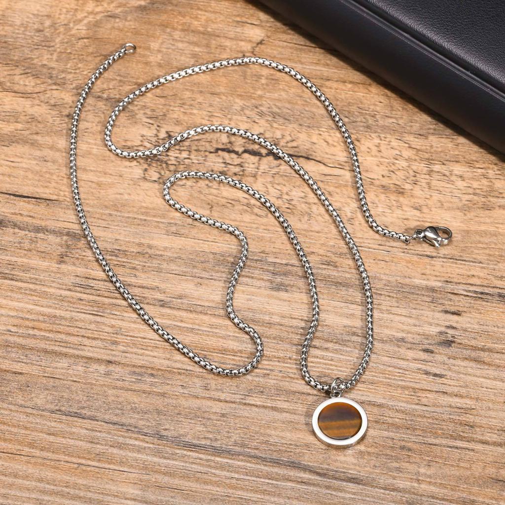 Runde Plattenanhänger Halskette Edelstahl Schlüsselbeinkette für Männer und Frauen Handgefertigtes Mode-Party-Accessoire