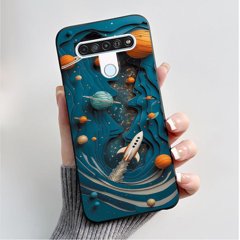 Printing Pattern Case For LG Q61 / LG K61 / LG Q70 Cover Fundas Soft Silicone Black Shell Cute Flower Cartoon Casing Coque Capa