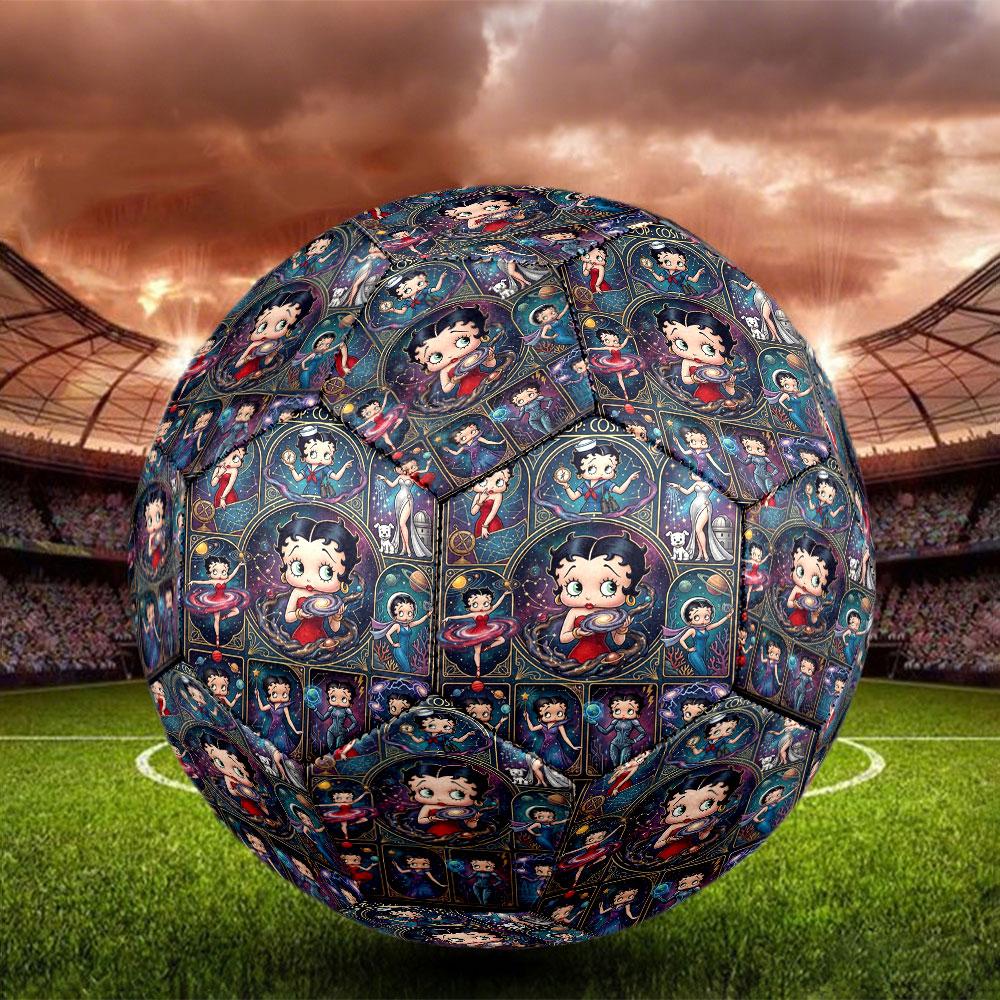 Betty Boop Print Size 5 Soccer Ball, Standard Match Football for Sports Game and Team Practice, Ideal Gift for Soccer Fans
