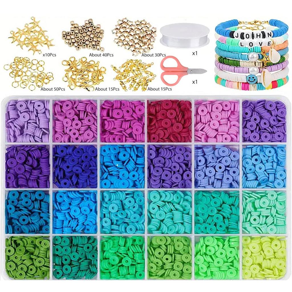 Polymer Clay Bead DIY Bracelet Kit - Beading Materials & Accessories Set