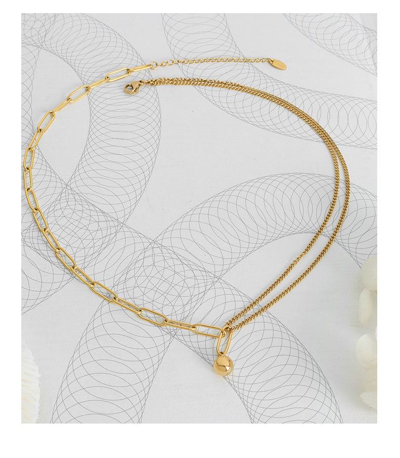 Elegant French Double Layer Chain Stitch Necklace in Titanium Steel with 18K Gold - Versatile Clavicle Jewelry